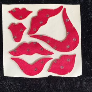 vintage 80s June Kessler satin glitter lips sticker module